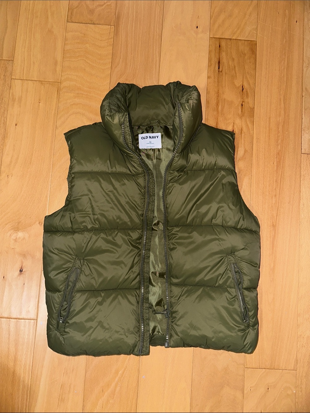 Old Navy Olive Green Quilted Puffer Vest